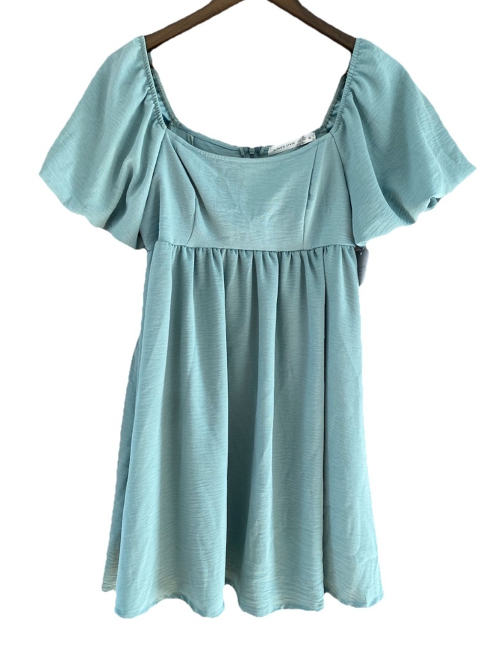 Altar'd State Womenโs Puff Sleeve Babydoll Dress Sage Green Size Medium